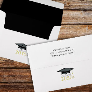 Elegant Graduation Classic Mortarboard Black Gold Envelope