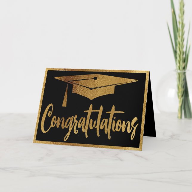 Elegant Graduation Congratulations Faux Gold Card (Front)