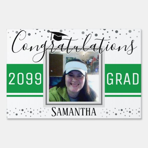 Elegant Graduation Congratulations Photo Green Sign