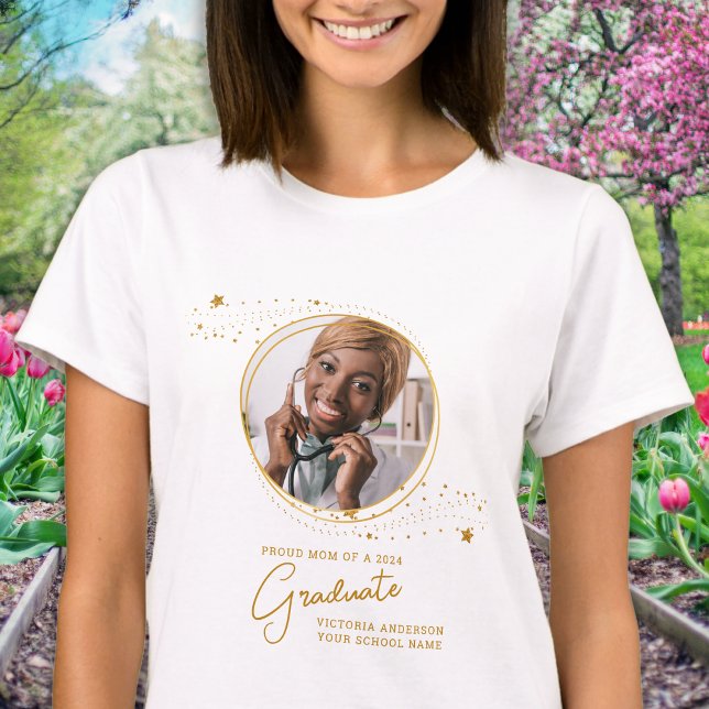 Elegant Graduation Custom Graduate Chic Gold Photo T-Shirt (Creator Uploaded)