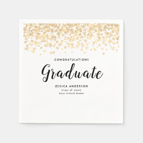 Elegant Graduation Custom Text Confetti Paper Napkins