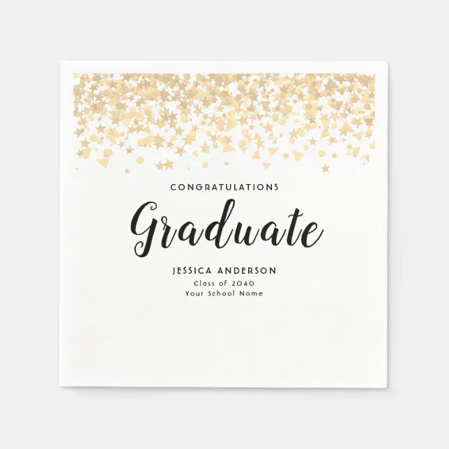 Elegant Graduation Custom Text Confetti Paper Napkins | Zazzle