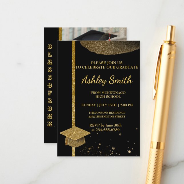 elegant Graduation  Enclosure Card (Front/Back In Situ)