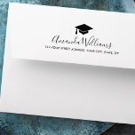 Elegant graduation envelopes with custom color cap<br><div class="desc">White graduation invitation envelopes with custom color mortar board hat/cap and template fields for your address. You can change the color of the cap to any color you would like with the customisation tool. The name is highlighted in an elegant calligraphy script font. On the front, in the top left...</div>