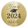 Elegant Graduation Faux Brushed Metallic Print  Classic Round Sticker