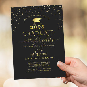 Elegant Graduation Faux Metallic Gold 2025 Invitation