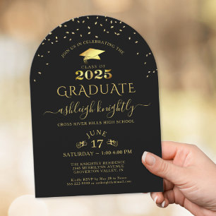 Elegant Graduation Faux Metallic Gold 2025 Invitation