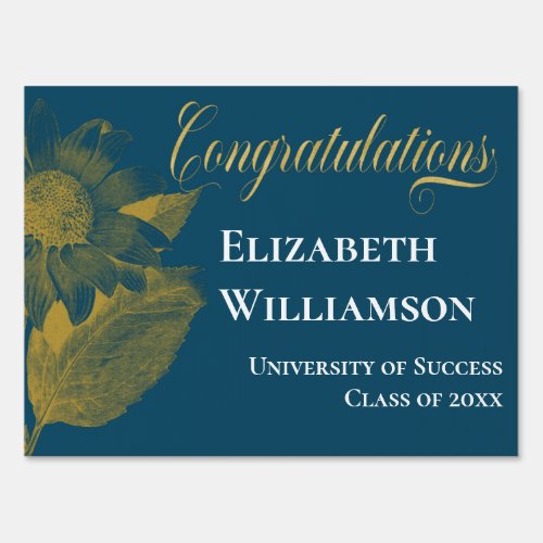 Elegant Graduation Floral School Congratulations Sign