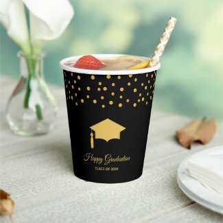 Elegant Graduation Golden Confetti on Black