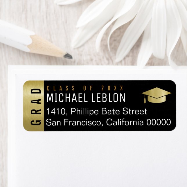Elegant Graduation Graduated Name Label (Insitu)