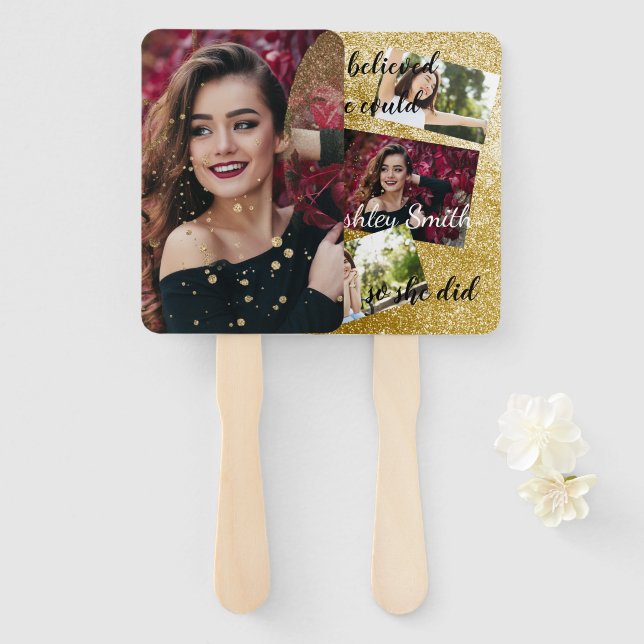 elegant Graduation Hand Fan (Front and Back)