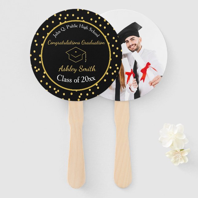 elegant Graduation Hand Fan (Front and Back)