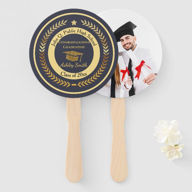 elegant Graduation Hand Fan (Front and Back)