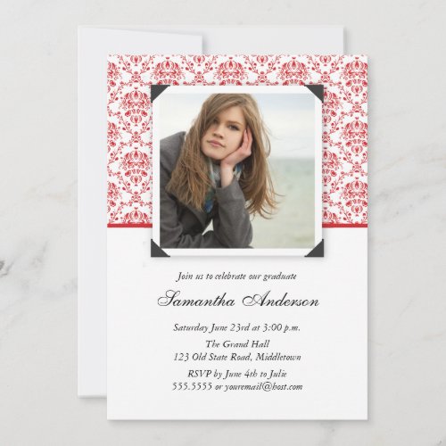Elegant Graduation Invitation Announcement - Red