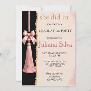 Elegant Graduation Invitation Pink Tassel