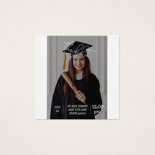 Elegant Graduation Invitation — "the Did It! (Front)