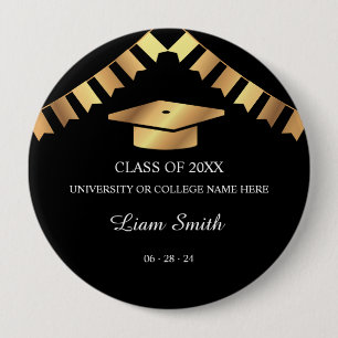 Elegant Graduation Keepsake Black and Gold Theme Button