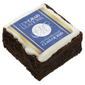Elegant Graduation Monogram Blue Marble Gold Foil Brownie (Angled)