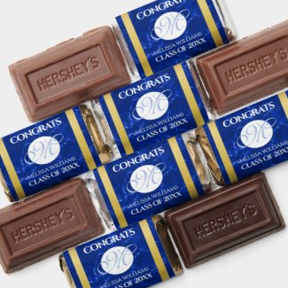 Elegant Graduation Monogram Blue Marble Gold Foil Hershey's Miniatures