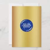 Elegant Graduation Monogram Blue Marble Gold Foil Invitation (Back)