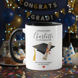 Elegant Graduation Name Diploma Mug Design