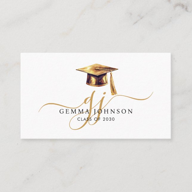 Elegant Graduation Name Gold Monogram Insert Card (Front)