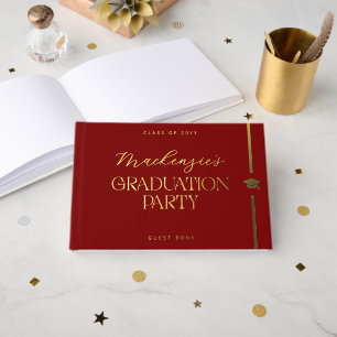 Elegant Graduation Party College School Graduate Foil Guest Book