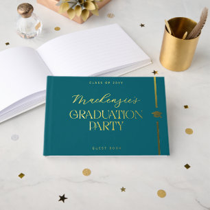 Elegant Graduation Party College School Graduate Foil Guest Book