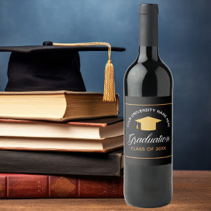 Elegant Graduation Party Custom Gold Class of 2025 Wine Label