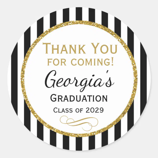 Elegant Graduation Party Favor Tags Black Gold | Zazzle