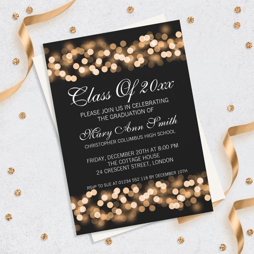 Elegant Graduation Party Gold Hollywood Glam Invitation