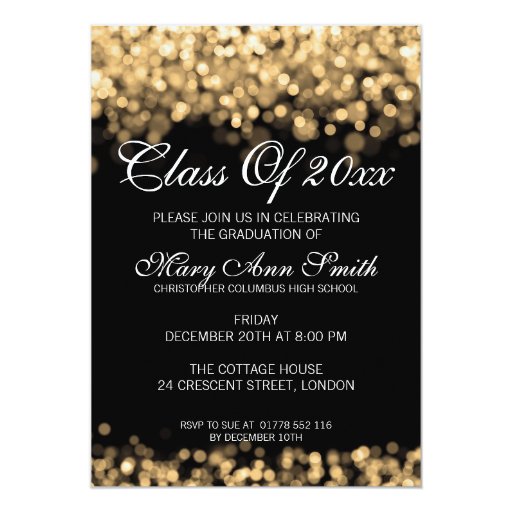 Elegant Graduation Party Gold Lights 5x7 Paper Invitation Card | Zazzle