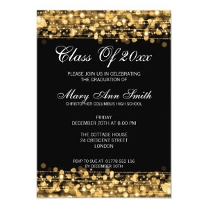 Elegant Graduation Party Gold Lights & Sparkles Card