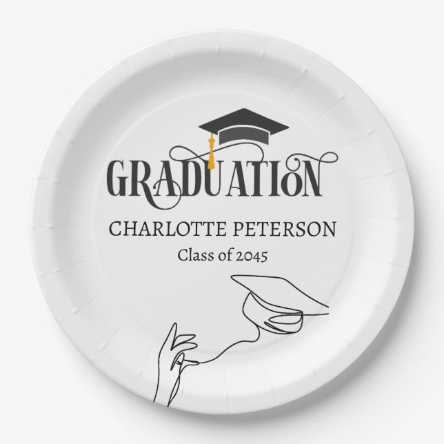 Elegant Graduation Party  Paper Plates (Front)