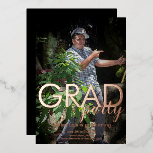 Elegant Graduation Party Photo Pressed  Foil Invitation