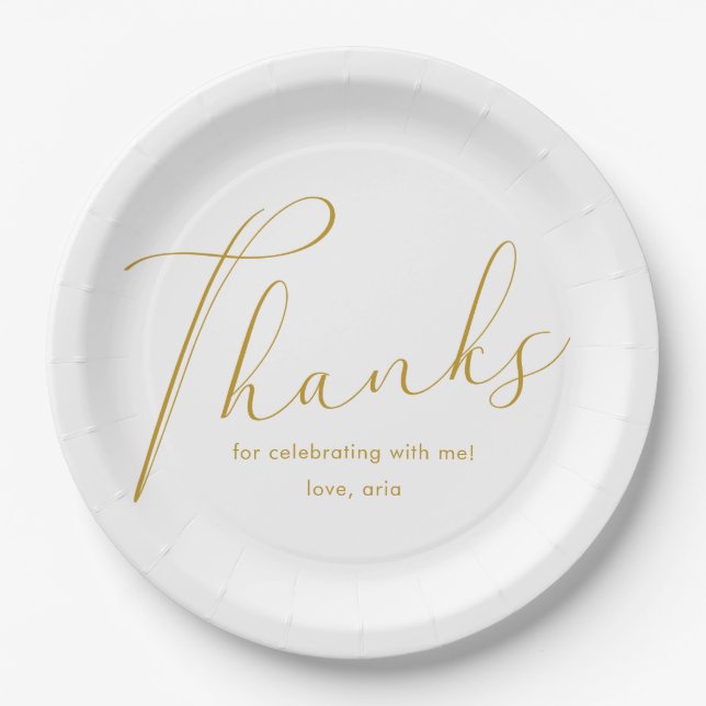 Elegant Graduation Party Thank You Script Paper Plates (Front)