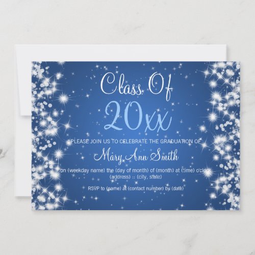 Elegant Graduation Party Winter Sparkle Blue