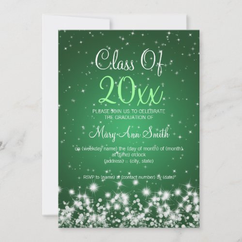 Elegant Graduation Party Winter Sparkle Green
