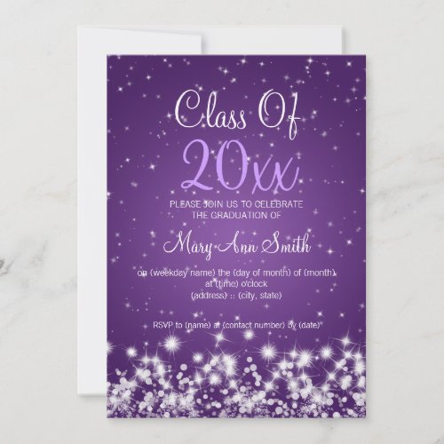 Elegant Graduation Party Winter Sparkle Purple