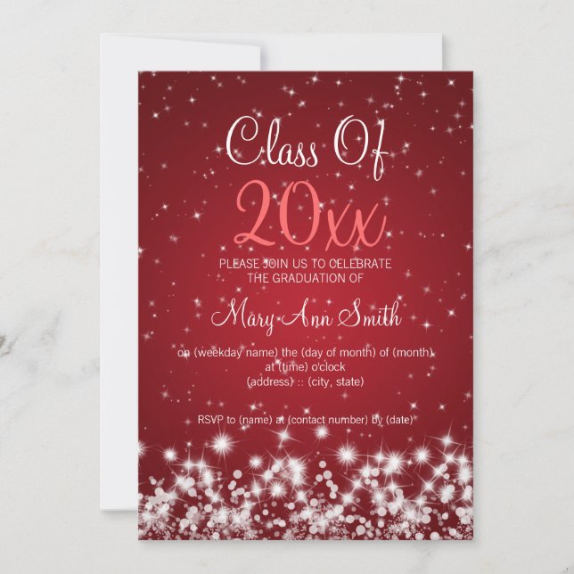 Elegant Graduation Party Winter Sparkle Red Invitation (Front)