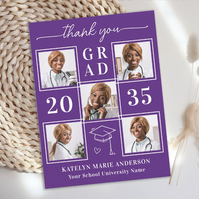 Elegant Graduation Personalized 6 Photo Thank You Postcard (Creator Uploaded)