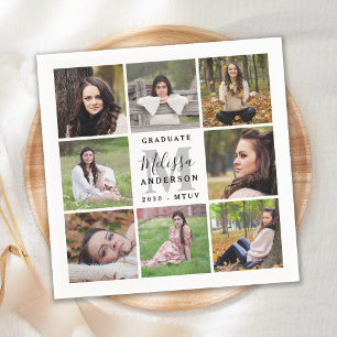Elegant Graduation Personalized 8 Photo Collage Napkins