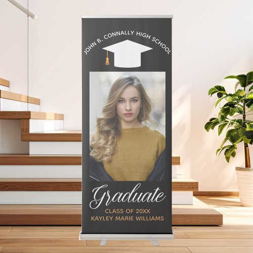 Elegant Graduation Photo 2024 Custom Black Party Retractable Banner