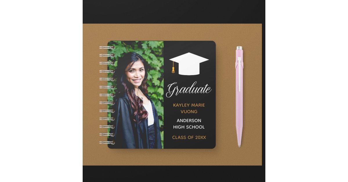 Note Book For Graduation Elegant Graduation Photo Autograph Graduate Guest Notebook | Zazzle