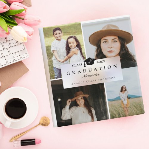 Elegant Graduation Photo Collage Memories Book 3 Ring Binder