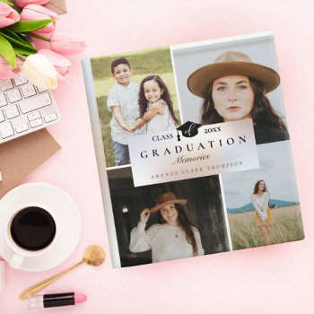 Elegant Graduation Photo Collage Memories Book 3 Ring Binder by moodthology at Zazzle