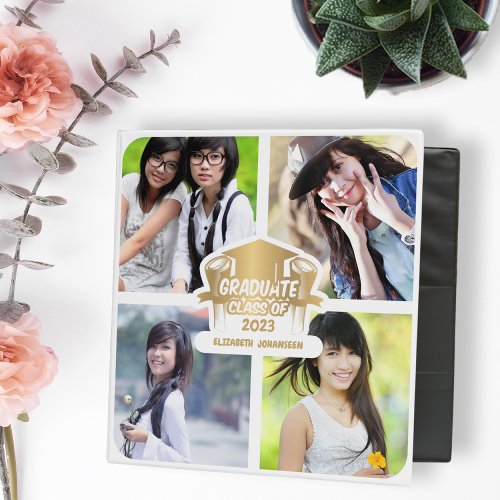 Elegant Graduation Photo Collage Memory Book Album 3 Ring Binder