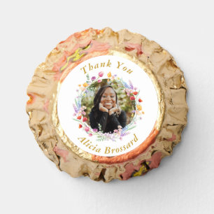 Elegant Graduation Photo Floral Party Thank You Reese's Peanut Butter Cups