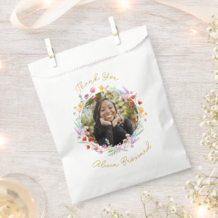 Elegant Graduation Photo Floral Thank You Favor Bag