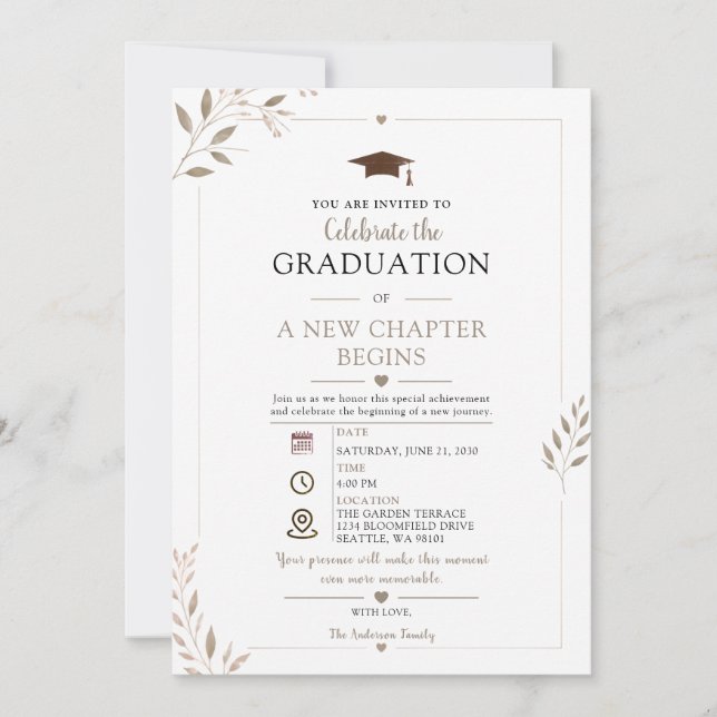 Elegant Graduation Photo Invitation Template (Front)